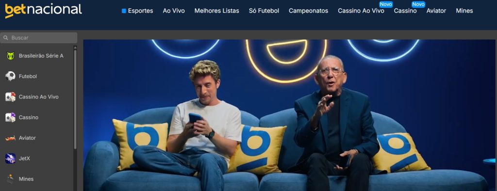 Site oficial da betnacional com screenshot de propaganda da plataforma de 4 reais