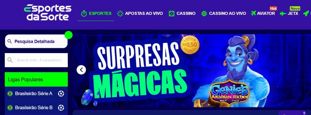 Foto da Esportes da Sorte, plataforma com deposito mínimo 10 reais e inferior