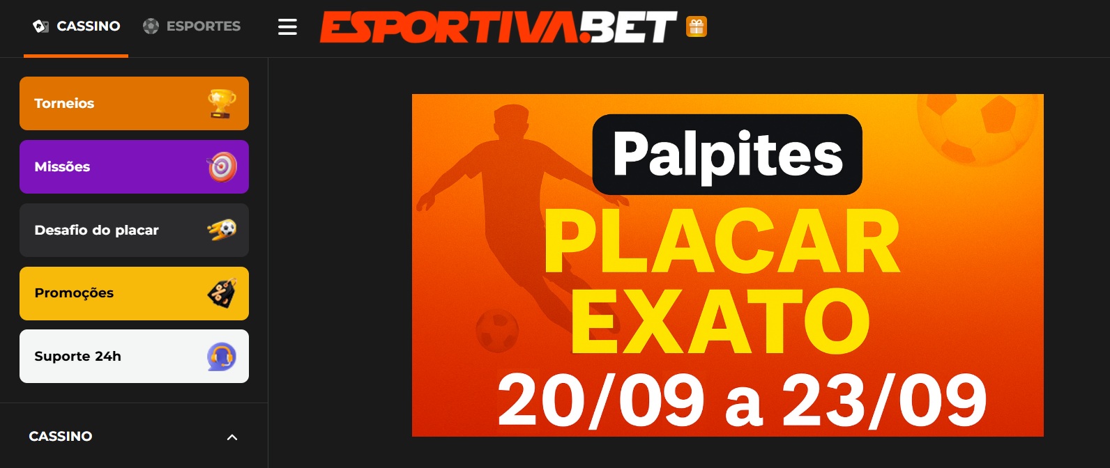 Imagem ilustrando palpites no placar exato ou Resultado correto 20 a 23 setembro