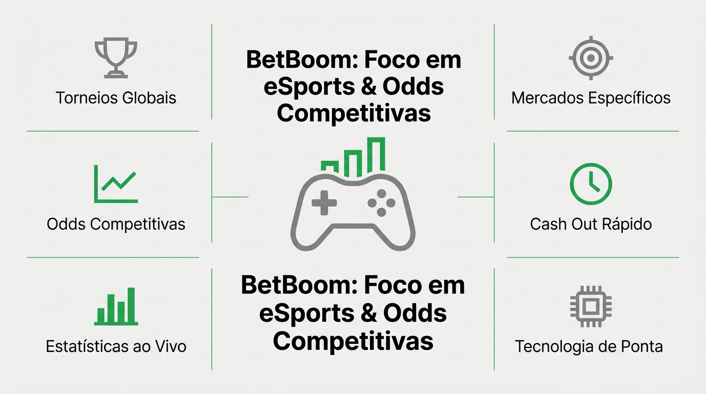Interface de apostas em eSports da BetBoom com foco em CS2 e Dota 2