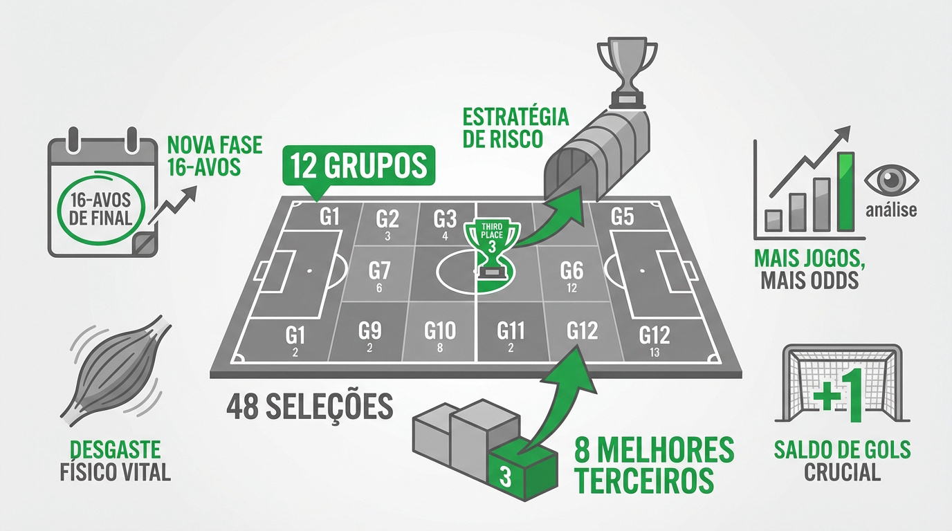Jogadores de futebol em campo representando as novas táticas para a Copa do Mundo 2026